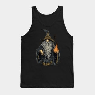 Retro Dark Wizard Vintage Fantasy illustration Tank Top